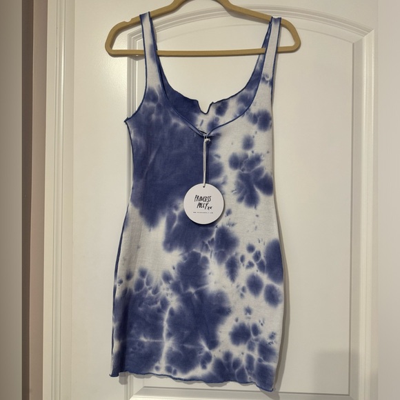 NWT PRINCESS POLLY Ashby Tye Dye Mini Dress Blue - Picture 3 of 3